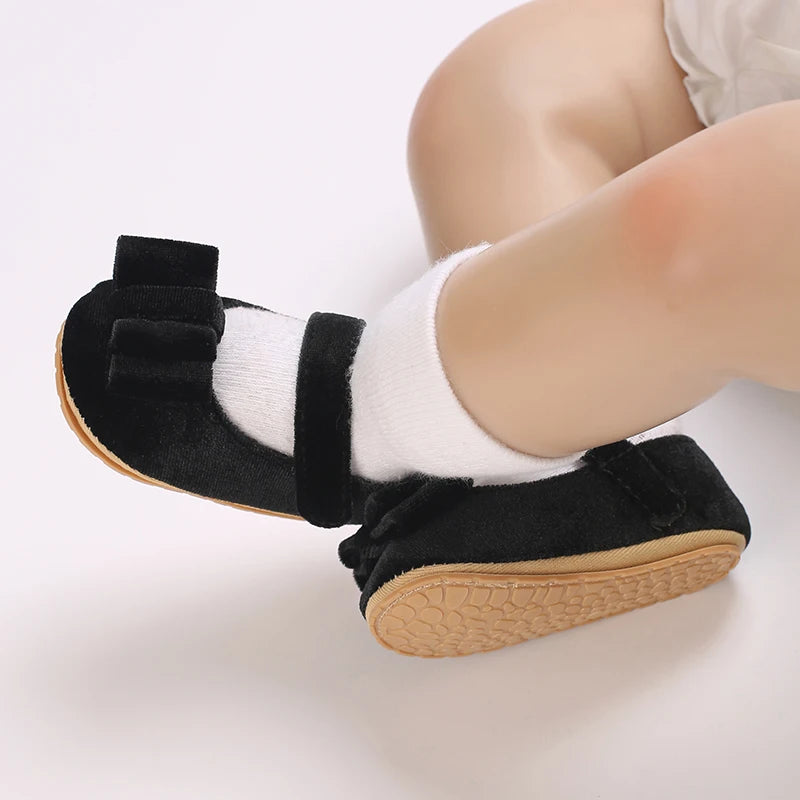 Baby-Prinzessinnen-Schuhe 2025: Velvet-Bow Flat-Shoes - First Step Collection