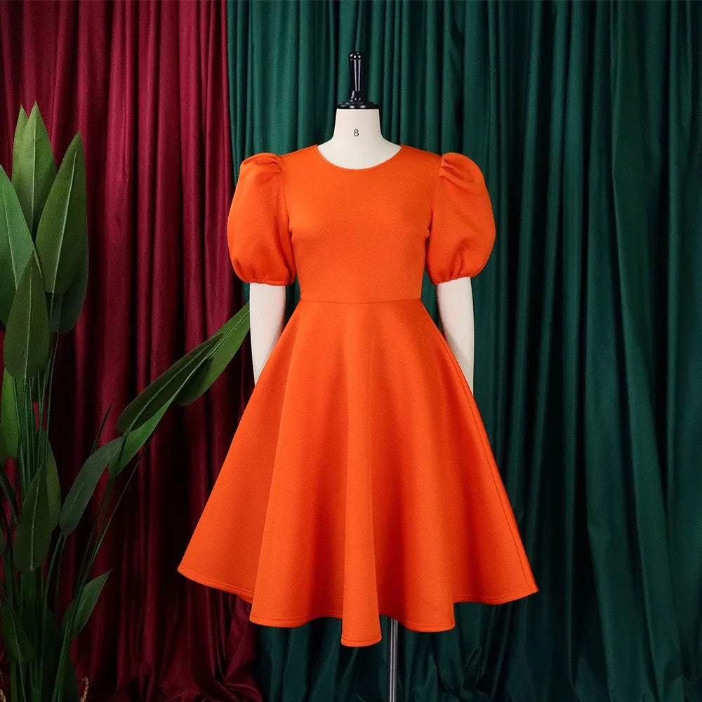 Elegante Kleider Für Frauen 2024 O-Ausschnitt Kurze Ärmel Hohe Taille Plissiert Midi Luxus Weiblich Geburtstag Party Dinner Vestidos