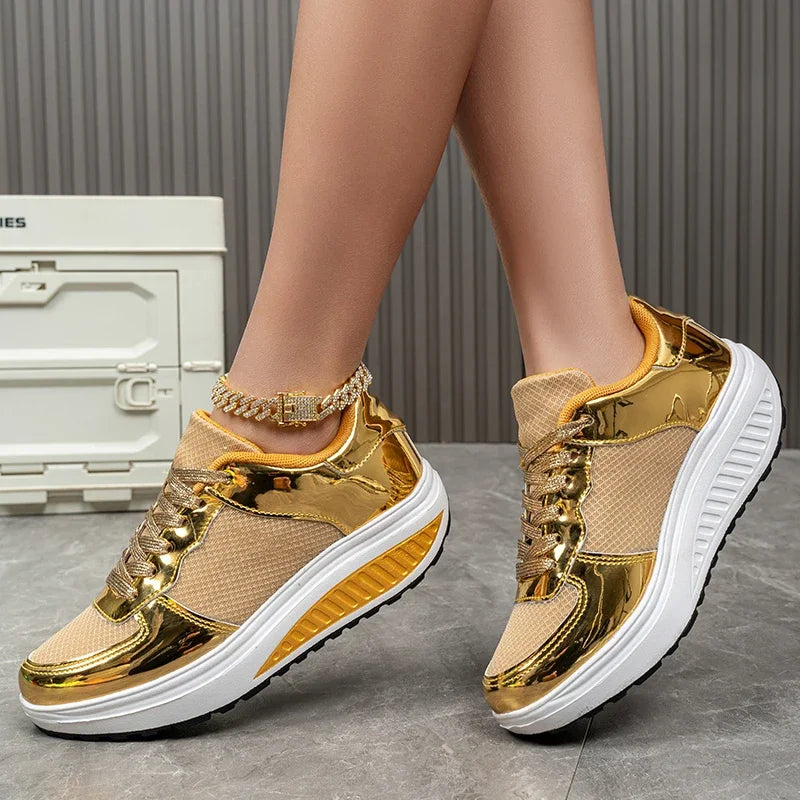 Women's Shoes Flat Anti Slip Outdoor Walking Shoes for Women Sneakers Womens Wedge Sneakers Casual Thick-soled Vulcanized Shoes