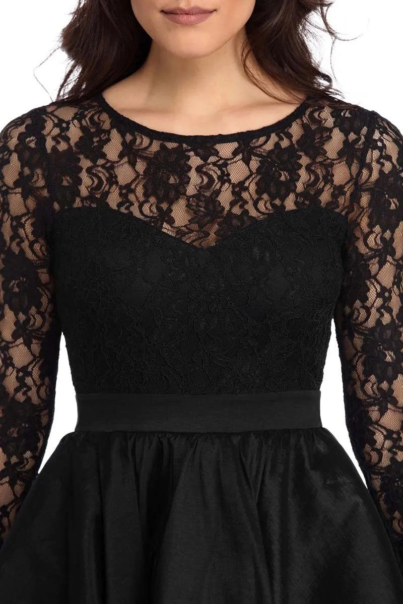 New Spring Elegant Dresses for Women Long Sleeve Lace High Low Satin Prom Evening Dress Cocktail Party Gowns Vestido Feminino
