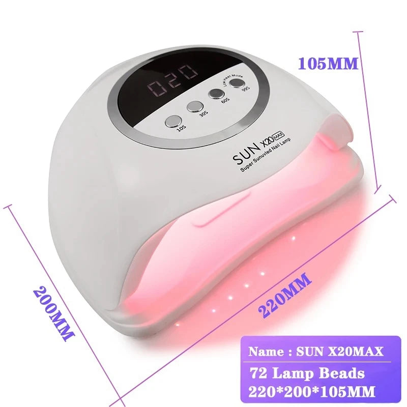 High Power Quick Drying Phototherapy Machine UV Nail Baking Lamp 320W SUN X20MAX 72 LEDs UV Nail Gel Polish Curing Manicure Lamp