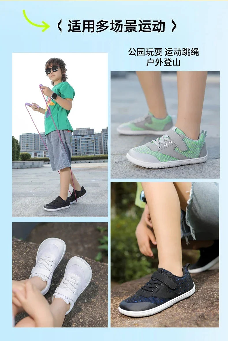 Kinder Weite Barfuß Schuhe - Minimalistische Jungen Mädchen Sneaker - Leichtgewicht Rutschfest Kinder Walking Schuhe Casual Skate Flats