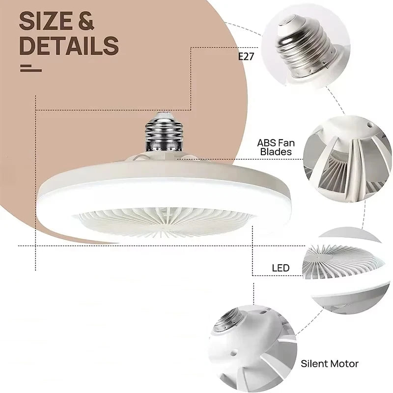 Smart 2 In 1 Deckenventilator Mit Fernbedienung Beleuchtung E27 Umschaltbasis Beleuchtungsbasis Für Schlafzimmer Und Wohnzimmer