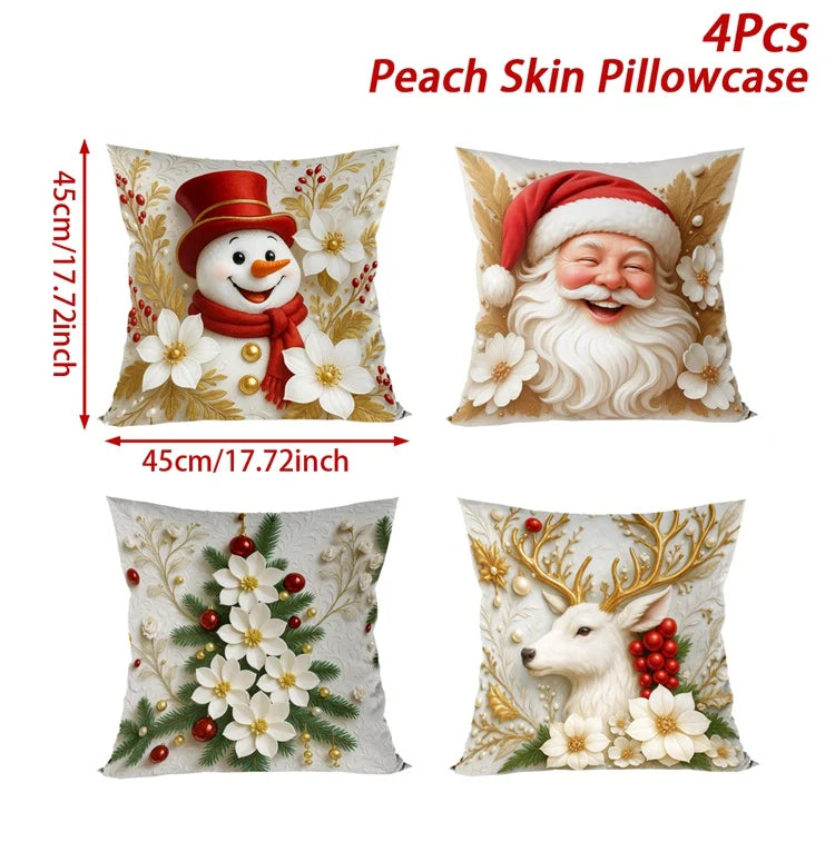 4pcs Christmas Cushion Cover Pillowcase Merry Christmas Decoration Linen Pillow Cases Home 2025 Xmas Gifts Pillow Covers 2026