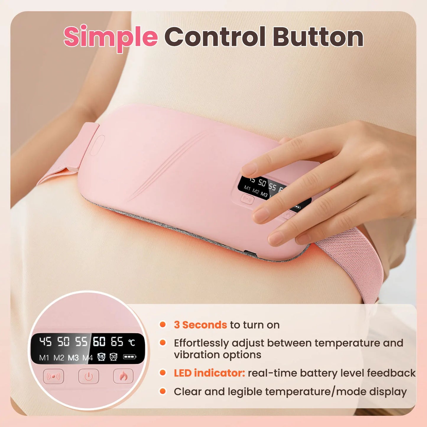 Menstrual Uterine Warm Belt For Women Belly Pain Relief USB 5 Gear Electric Heating Pad Vibration Abdomen Waist Massager
