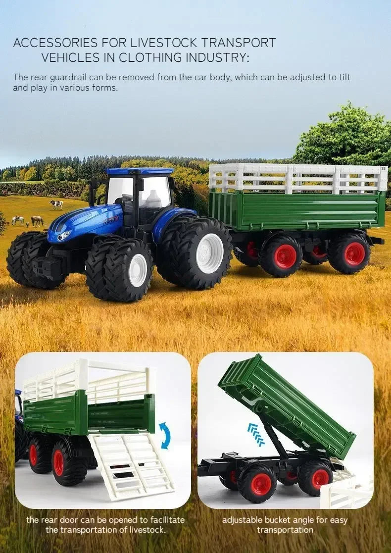 RC Auto 1:24 Legierung Ferngesteuert Traktor Spielzeug Mit Scheinwerfer Simulation Elektrisch Farm Truck Spielzeug Set Kind Outdoor Spielzeug Geschenke