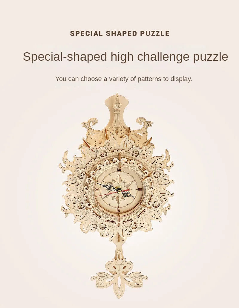 DIY Holz Wanduhr Modell Spielzeug Zusammenbau Retro Holz Bausteine Kits Für Teens Erwachsene 3D Puzzles Elektronisch Uhr Geschenk