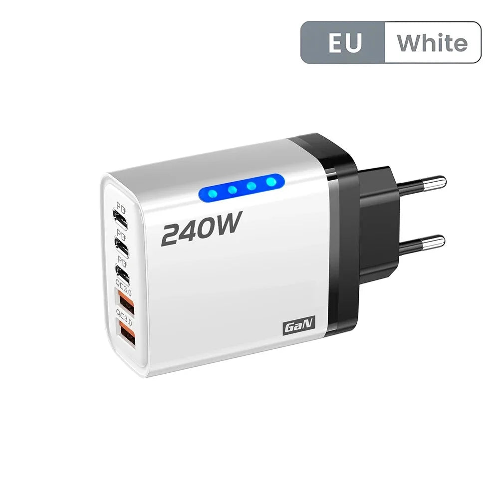 GaNCharge FiveInOne USB C Ladegerät - 240W, 5 Ports, Kompakt