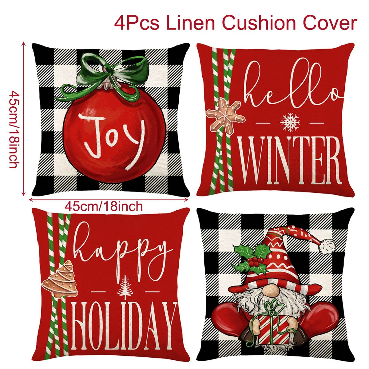 4pcs Christmas Cushion Cover Pillowcase Merry Christmas Decoration Linen Pillow Cases Home 2025 Xmas Gifts Pillow Covers 2026