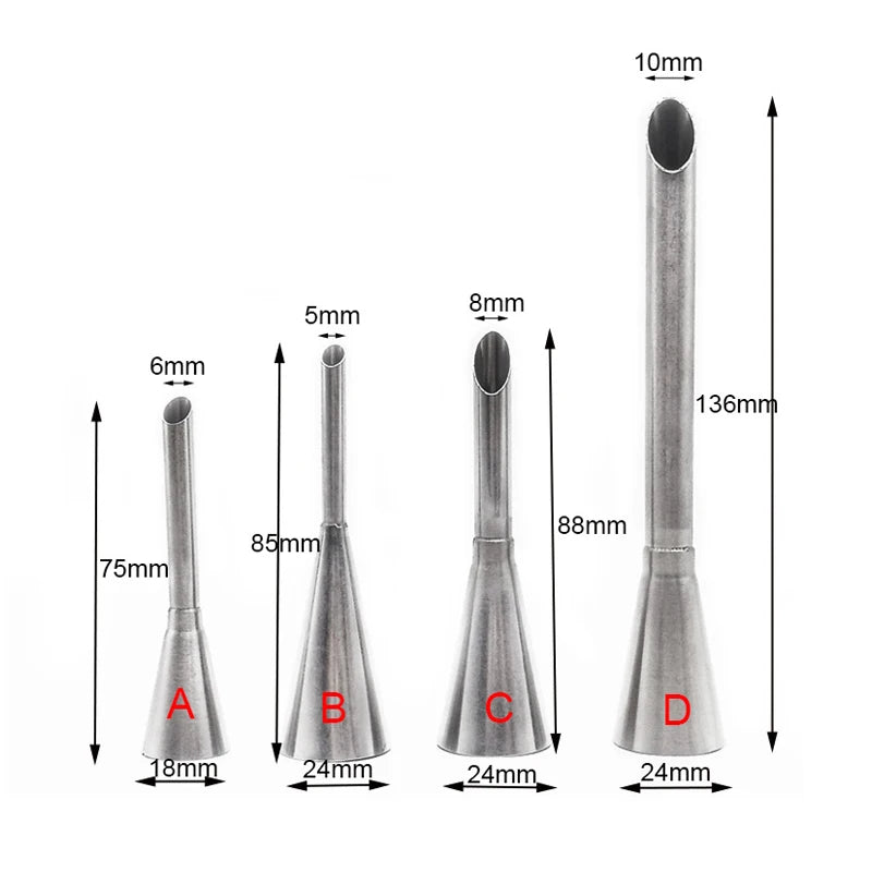 MEXQCH Puff Mou Spritzdüse Edelstahl - Set 4 Stück Ø6mm