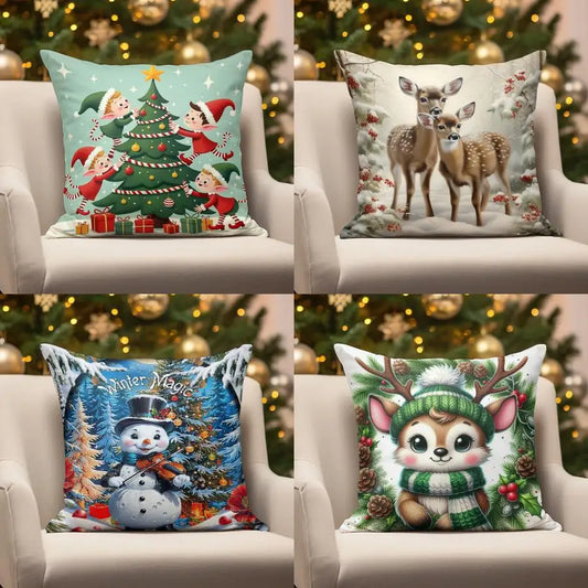 Home Decor Christmas-themed Cute Pillow Covers Suitable For Sofa Bedroom Car Pillow Cover Cushion Rectangular Back Cushion