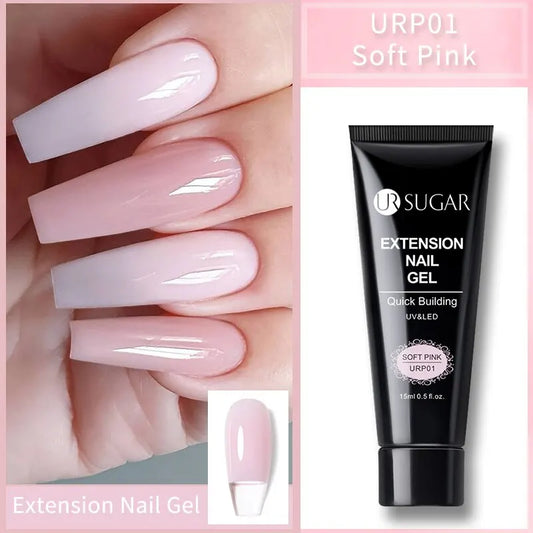 UR SUGAR 6Pcs/Set 15ml Nail Extension Gel Soak Off UV LED Acrylic Crystal White Clear Nude Gel Nail Polish UV Gel Polish
