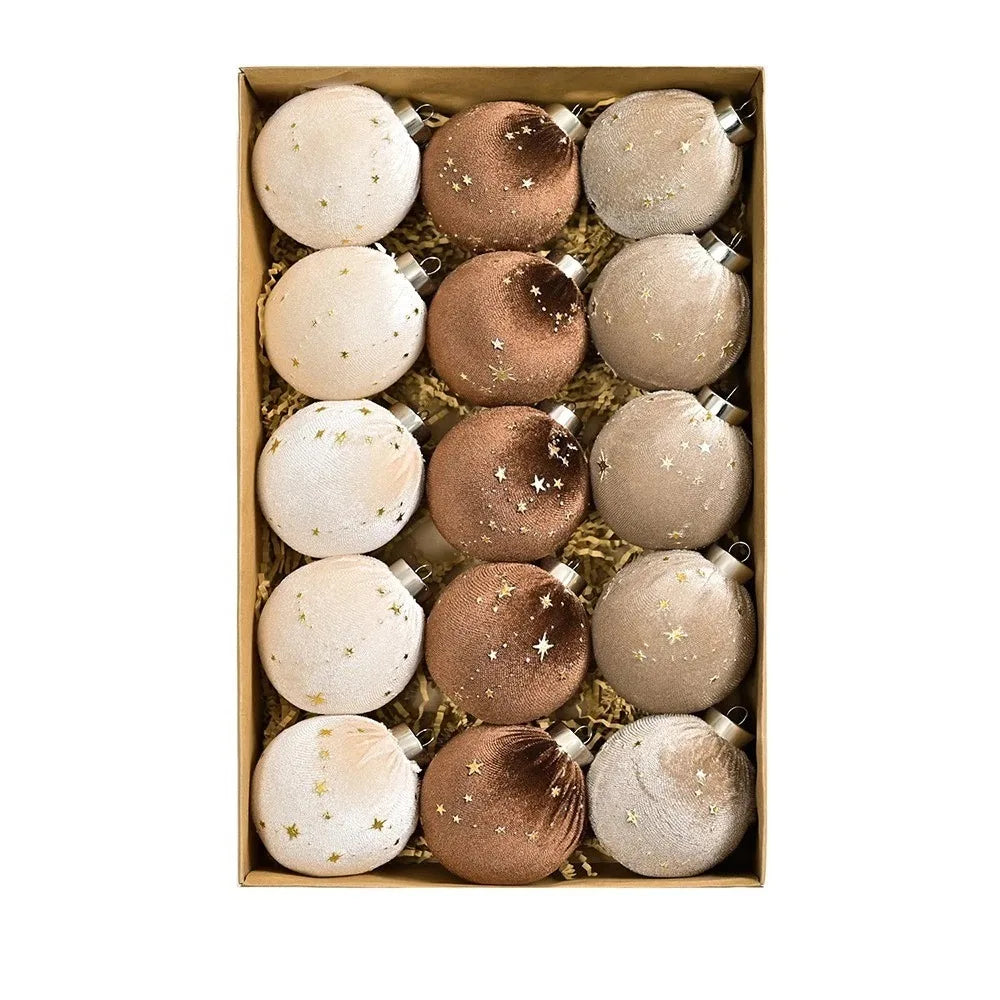 VelvetCraft Flockierte Kugeln - 15 Stück Bruchsicher Ø3 cm