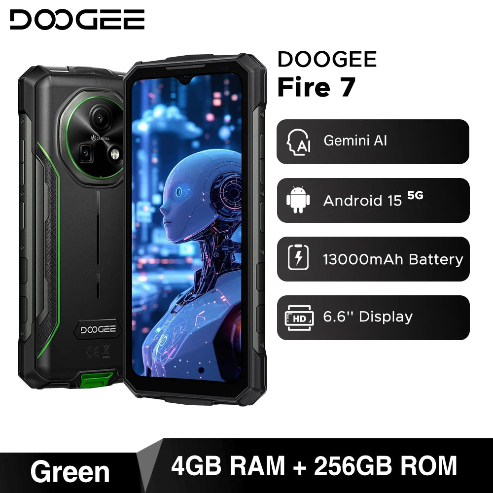 DOOGEE Fire 7 Robustes Smartphone - Akk 13000 mAh, 18W, 6,6 Zoll