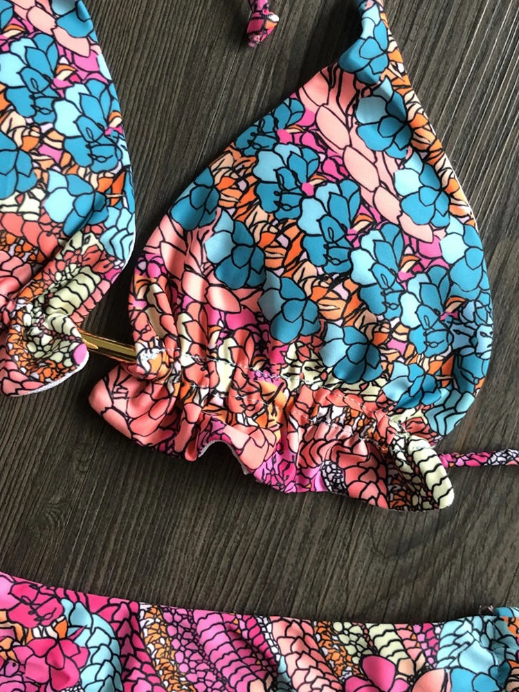 Bella Swim Push Up Bikini - Floral Print Cup B Größe S