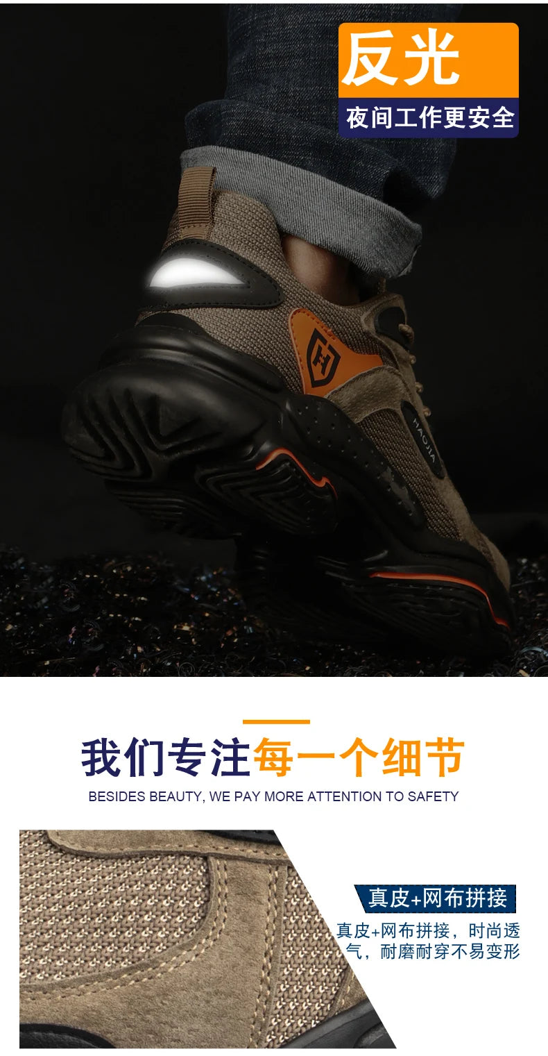 Work Sneakers for Men Safety Shoes Anti-smash Anti puncture Indestructible shoes Breathable comfort Steel Toe Protection Shoes