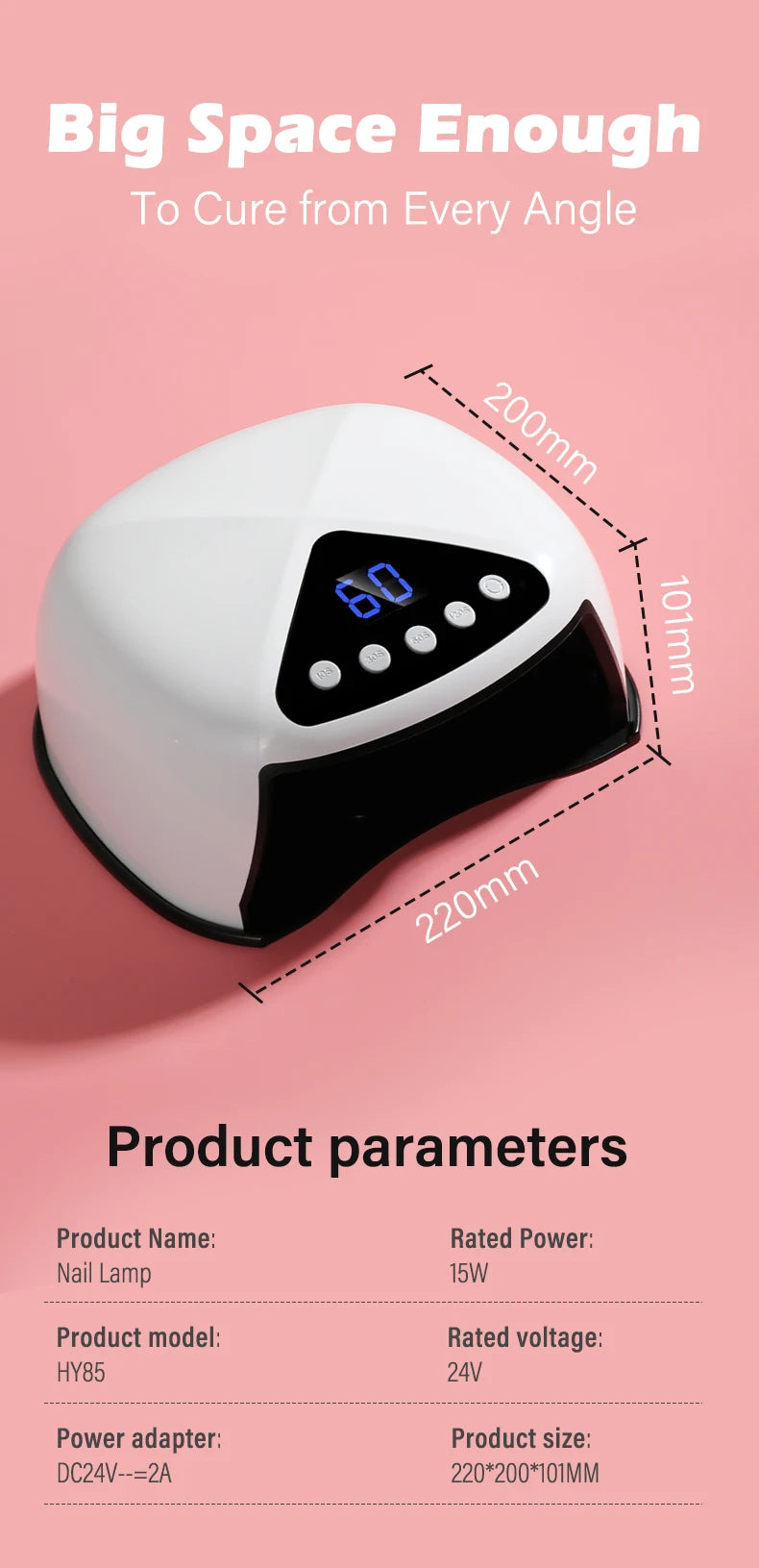 UV LED Nail Lamp Nail Dryer with LCD Display Auto Sensor 4 Timer Setting Gel Curing Lamp Gel Polish Light 32 Bead for Home Salon