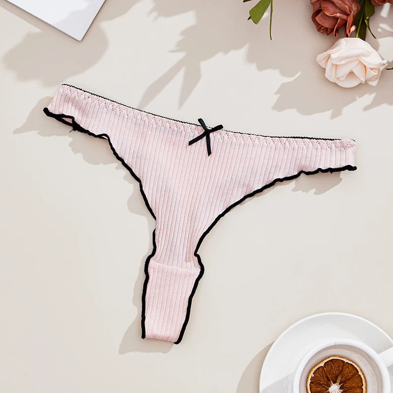 Damen-Unterwäsche 2025: 3er-Set Baumwoll-Strings tief sitzend einfarbig - Elegante Tangas Fashion Casual Comfort Fit