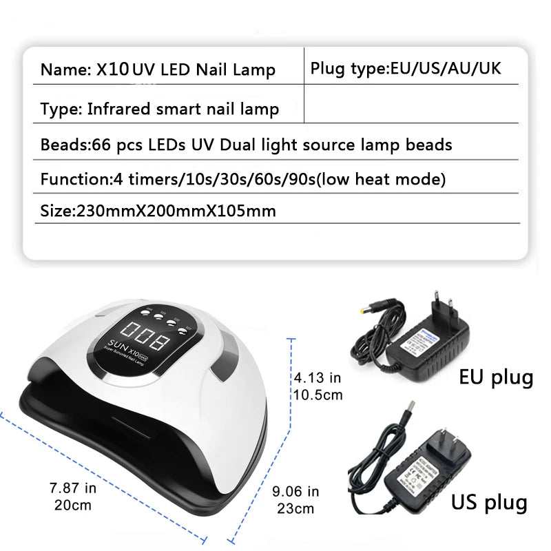 SUN X12 MAX UV LED Nail Lamp For Manicure 66 Led UV Lamp For Nails Gel Polish Dryer With Smart Sensor Professional Salon Tool