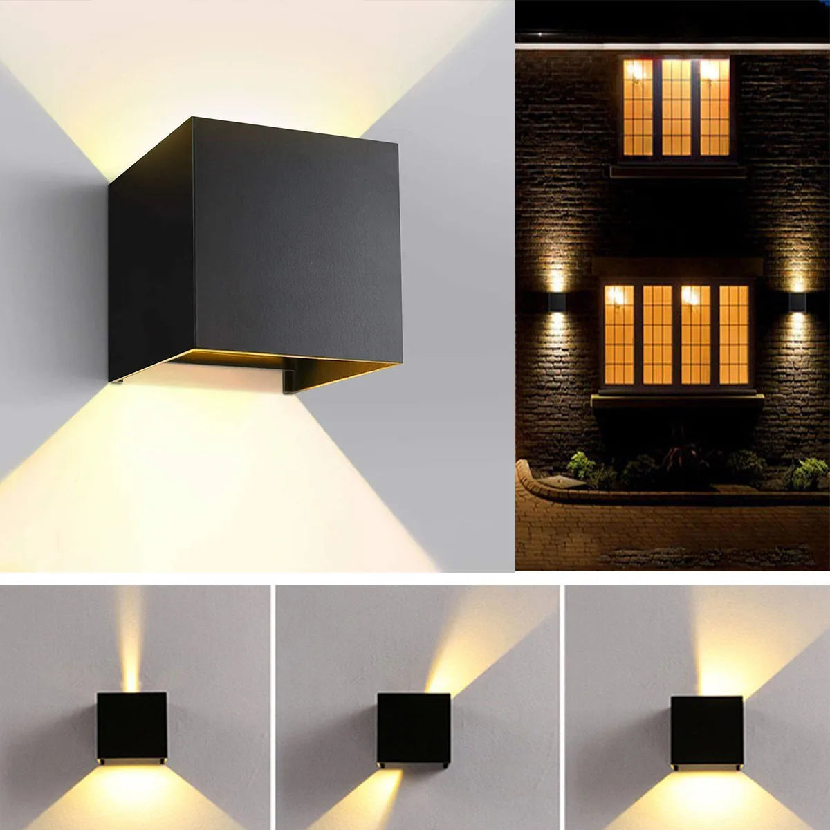 4pcs Modern LED Wall Lamp, 7W Metal wall lamp up and down adjustable light beam, Cube LED Light for Indoor and Outdoor