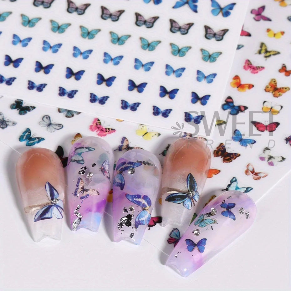 Nagel-Sticker 2025: 3pcs Luminous-Butterfly Glow-Dark - Manicure Art Collection