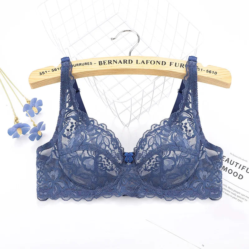 BH 2025: ALLTOOALL Plus Size Lace Push Up Bra Women Sexy Hollow Out Lingerie - Lady Lace Transparent Underwear Female Embroidery Solid Bra Collection