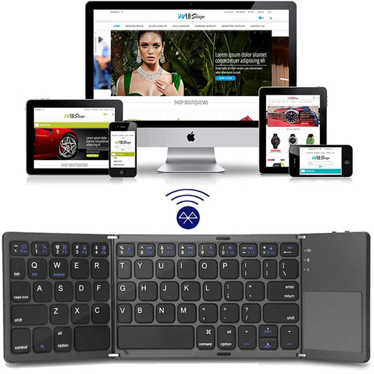 Bluetooth-Tastatur 2025: Portable Mini Three Folding Wireless Foldable Touchpad iOS Android Collection