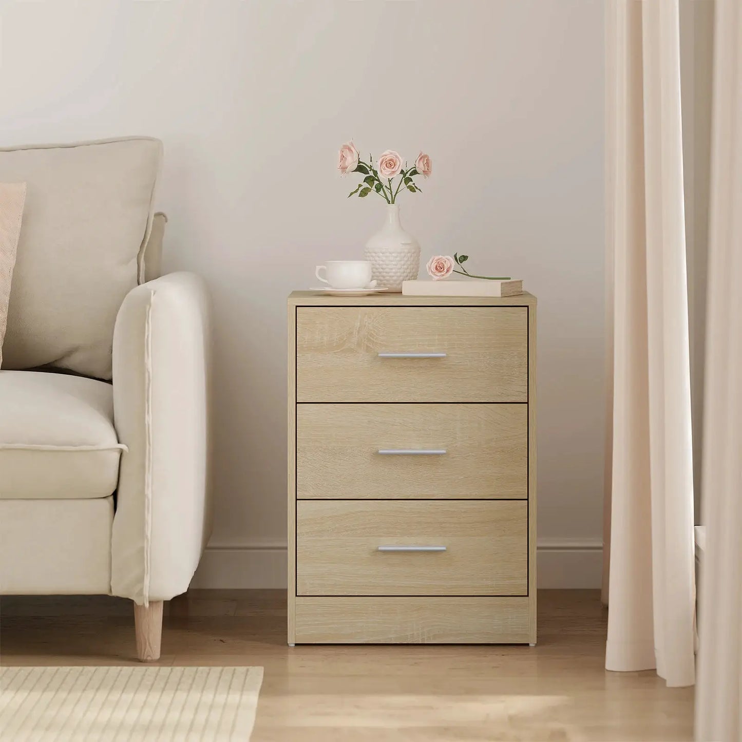 WOLTU 2 Teile/satz Nachttisch Nachttisch 39x54x28cm Beistelltisch mit 3 Schubladen Moderner Aufbewahrungsschrank für Schlafzimmer Wohnzimmer by Golden Bridge Store