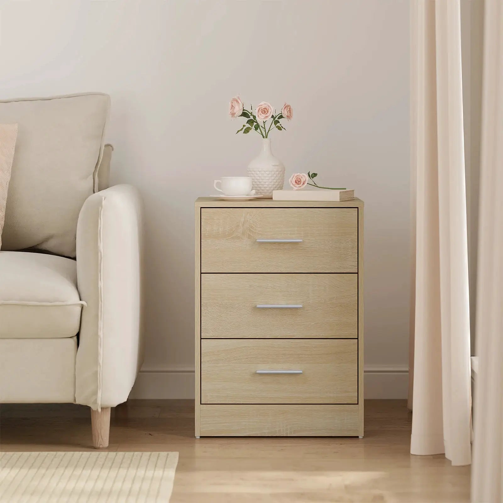 WOLTU 2 Teile/satz Nachttisch Nachttisch 39x54x28cm Beistelltisch mit 3 Schubladen Moderner Aufbewahrungsschrank für Schlafzimmer Wohnzimmer by Golden Bridge Store