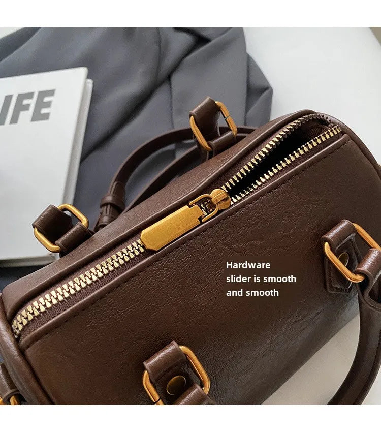 Women Vintage Boston Bag Casual Fashion Crossbody Women's British Style Top-Handle Simple Female Shoulder Bag for Girl