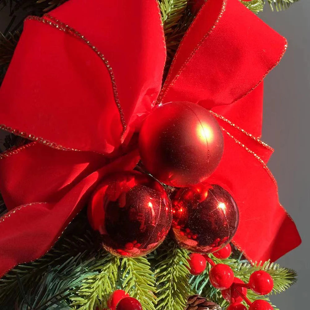 Weihnachts-Treppendekoration, Kranz mit Tannenzapfen und Schleife, Glocke, Weihnachtsbaum-Anhänger, hängende Treppengirlande für die Dekoration der Haustür