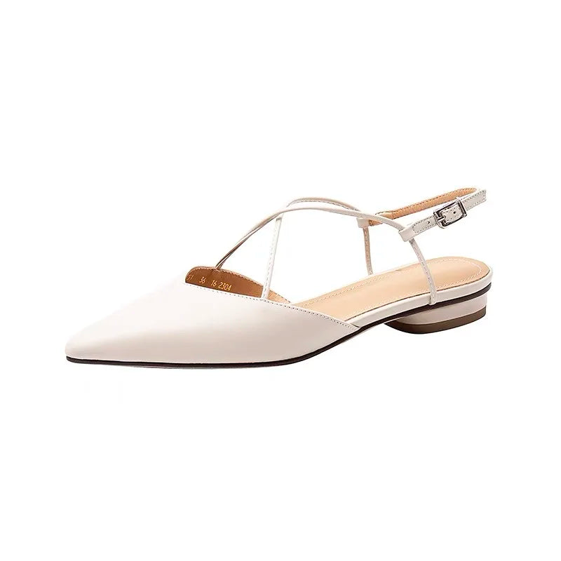Designer Women Flats Sandals Elegant Pointed Toe Slingback Shoes Woman Summer 2025 Trend Fashion Flip Flops Sandalias De Mujer