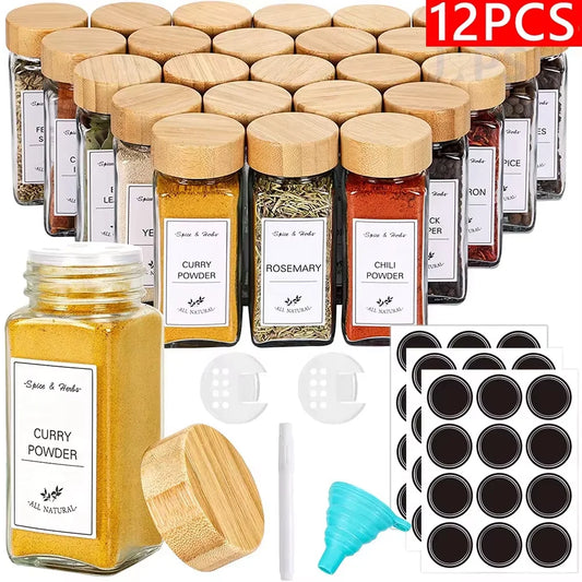 Gewürz-Gläser 2025: Glass-Spice Bamboo-Lid - Eco Kitchen Collection