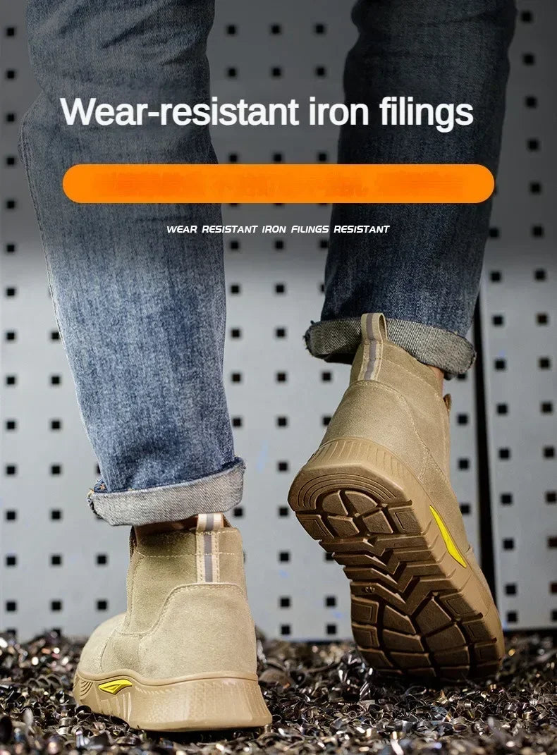 ZQXYZ 7100 Stahlkappe-Arbeitsschuhe - Gr 44; Leder; Gummi