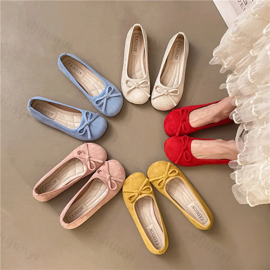 Frauen Ballett Flache Schuhe 2025 - Vier Jahreszeiten Komfortabel Anti Rutsch - Outdoor Casual Schuhe Fashion Schleifenknoten Retro Candy Farbe Damen Schuhe