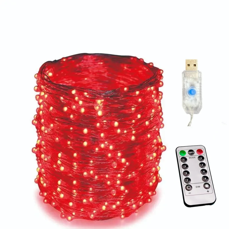 OKAL RED EAST USB-Lichtkette - Länge 5–30 m, USB-Betrieb, 8 Modi