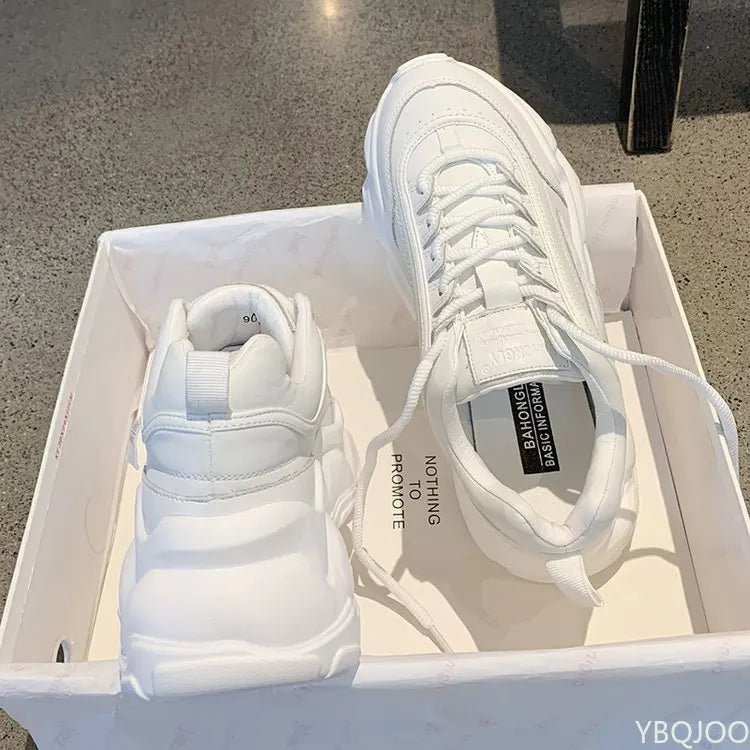 YBQJOO Damen Sneaker Atmungsaktiv - PU 3-5 Cm Plattform