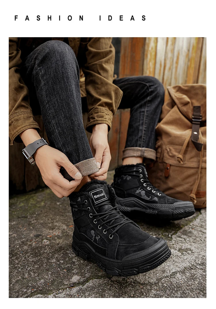 Ghete de iarnă călduroase cu căptușeală din velur Choice B2-M2299 - Mărimea EU 39-44, Toc 1-3 cm, Antiderapante