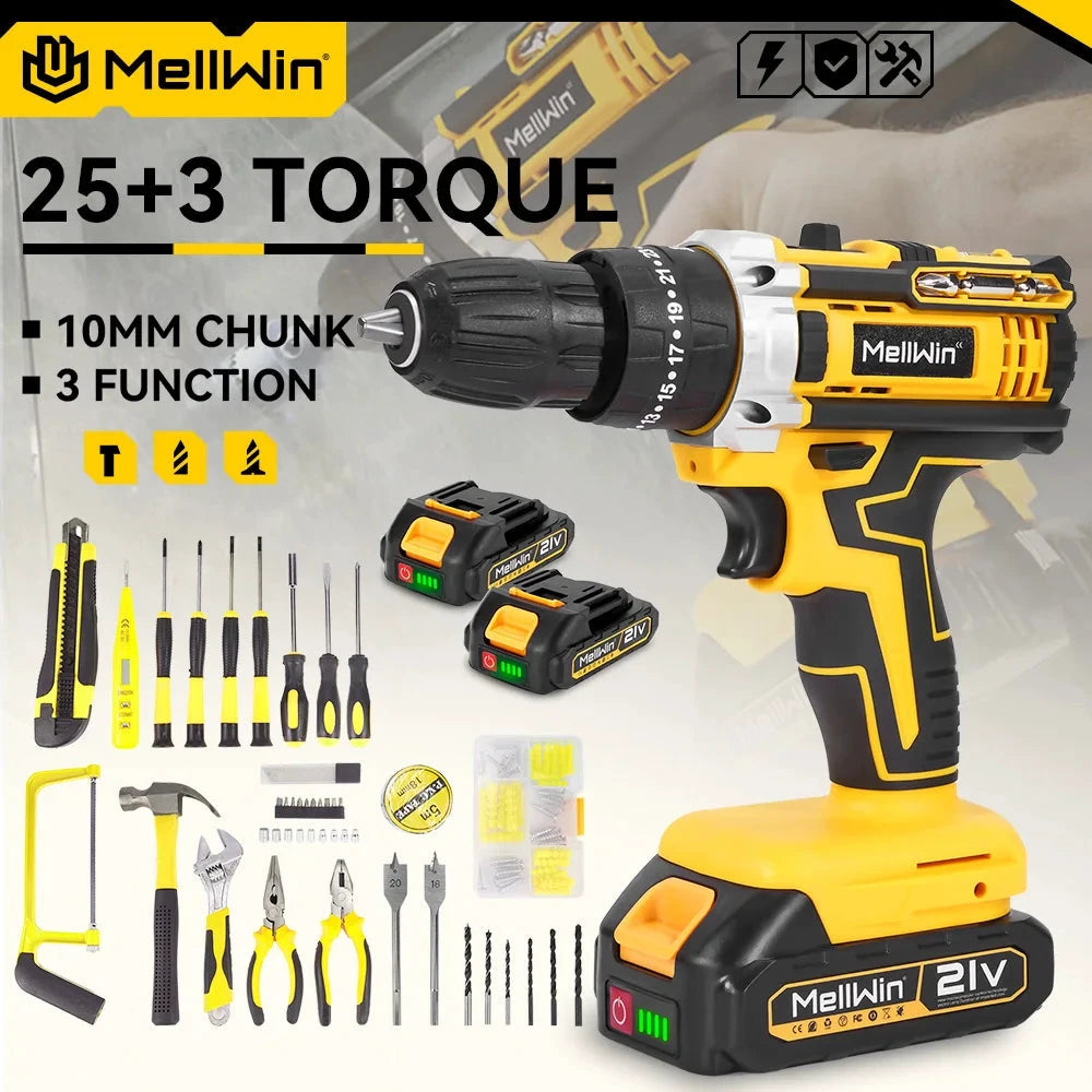 MELLWIN 25 3 Schlagbohrmaschine - 18V Akku 45 Nm 1,5-10 mm