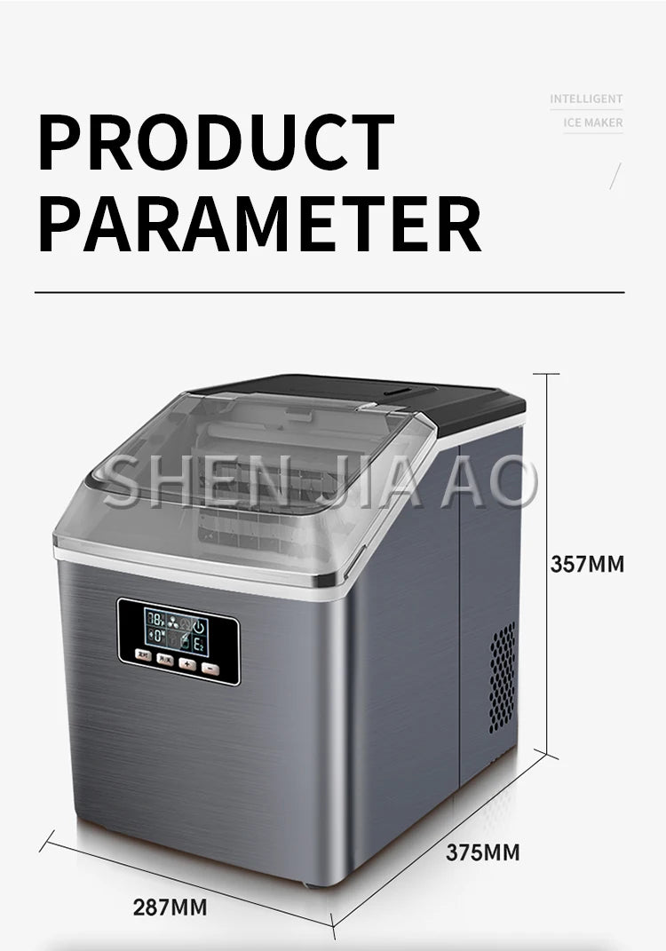 25kg/24h Automatic Electric Quick Ice Maker Commercial Household Milk Tea Shop Bar Desktop Portable Ice Cube Making