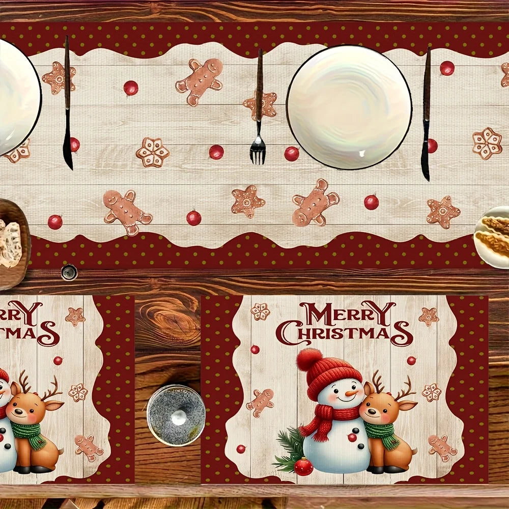 Christmas snowman Table Runner Merry Christmas Decorations for Home 2025 Xmas Party Decor Navidad Natal Noel Gifts New Year 2026