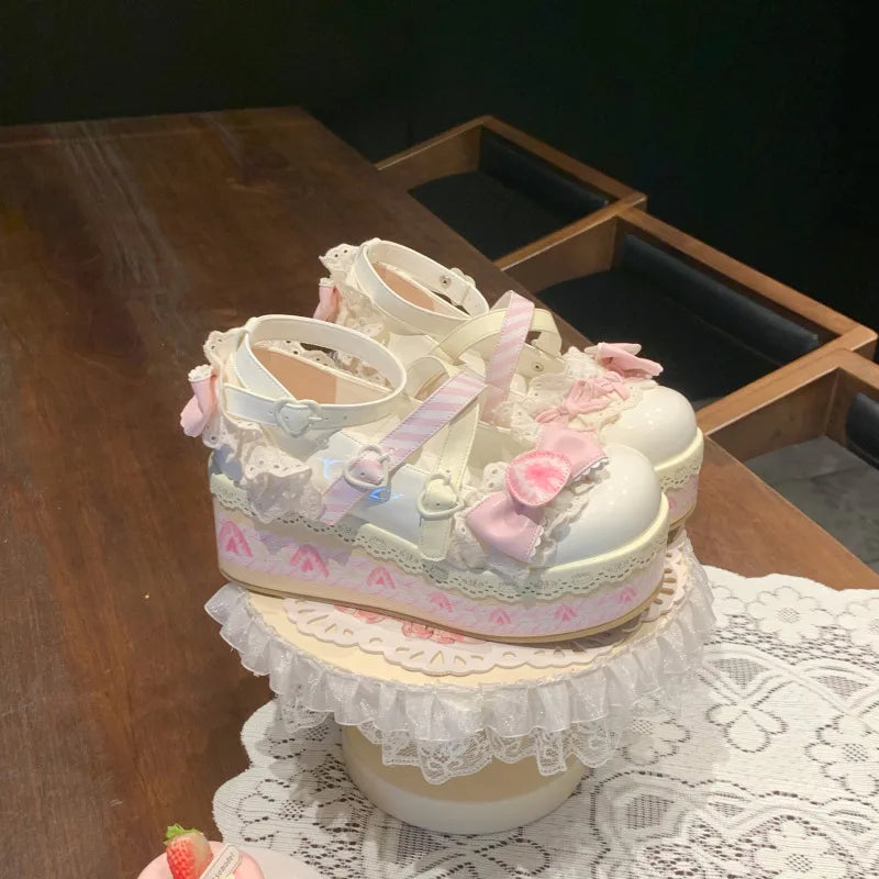 Lolita-Schuhe 2025: Thick-Sole Platform Cross-Strap - Princess Party Collection