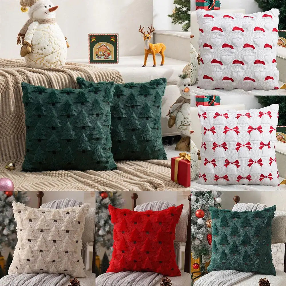 45x45cm Winter Throw Pillow Cover Xmas Home Decor Christmas Plush Pillowcase Pillowslip Home Textile Christmas Tree Pillow Cases