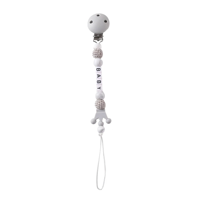 Baby Pacifier Chain Star Customizable Beads Wooden Pacifier Clips BPA Free Handmade Holder Chain Infant Nursing Teether Chain