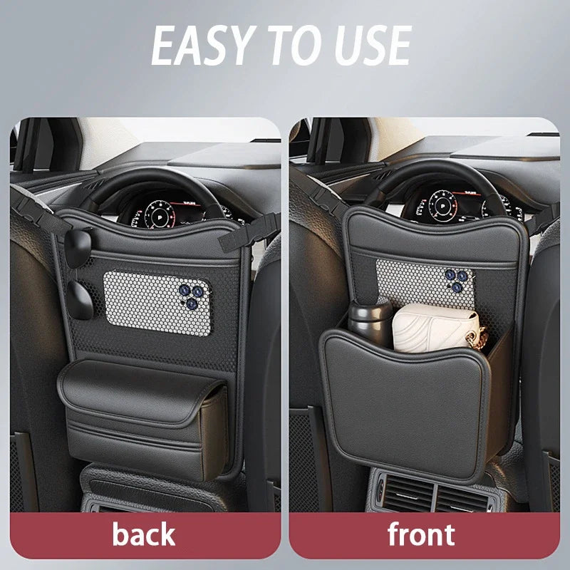 Large Capacity Car Seat Middle Hanger Storage Bag Auto Handbag Holder Between Seats Tissue Water Cup Pockets Stowing Tidying