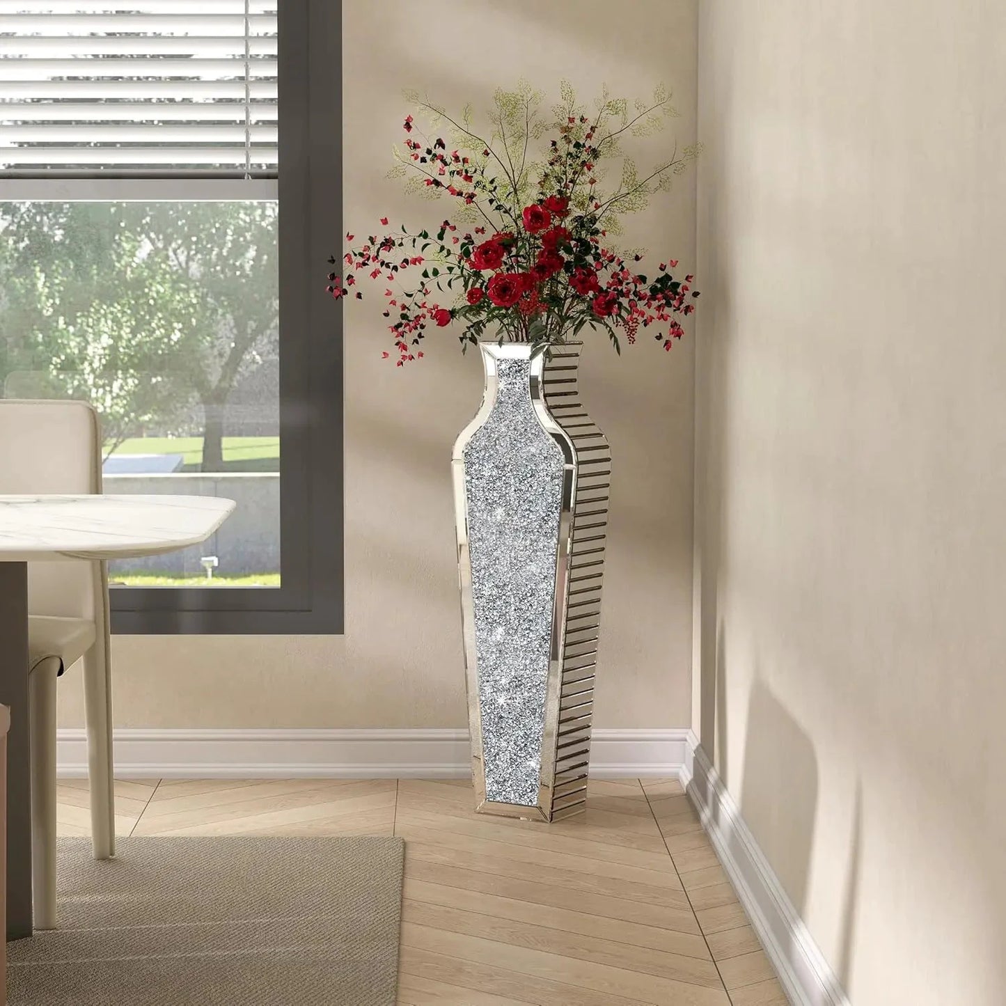 VasoLux Bodenvase 68 cm Glas Diamantdekor Modern Stil