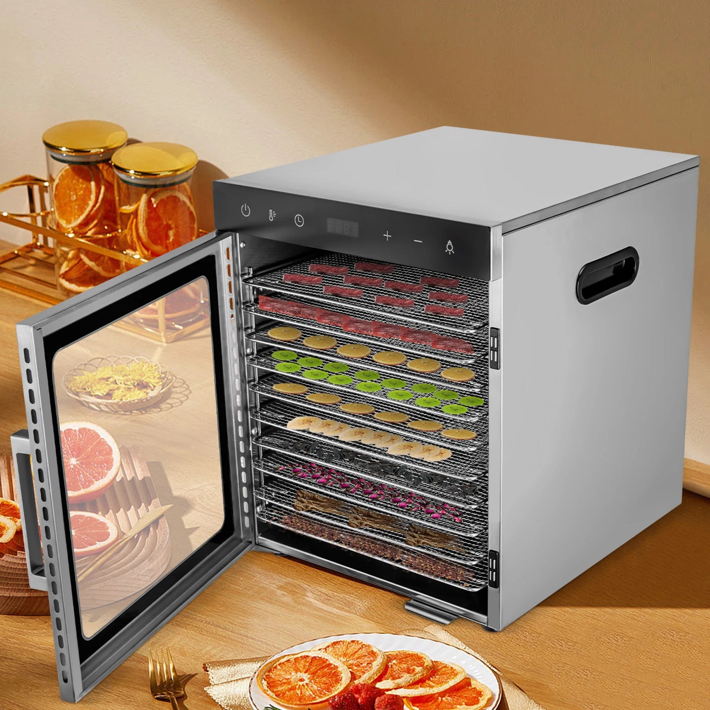 DörrPro SS-10H Dehydriergerät - 10 Einsätze 800W Kompakt Maße by Golden Bridge Store