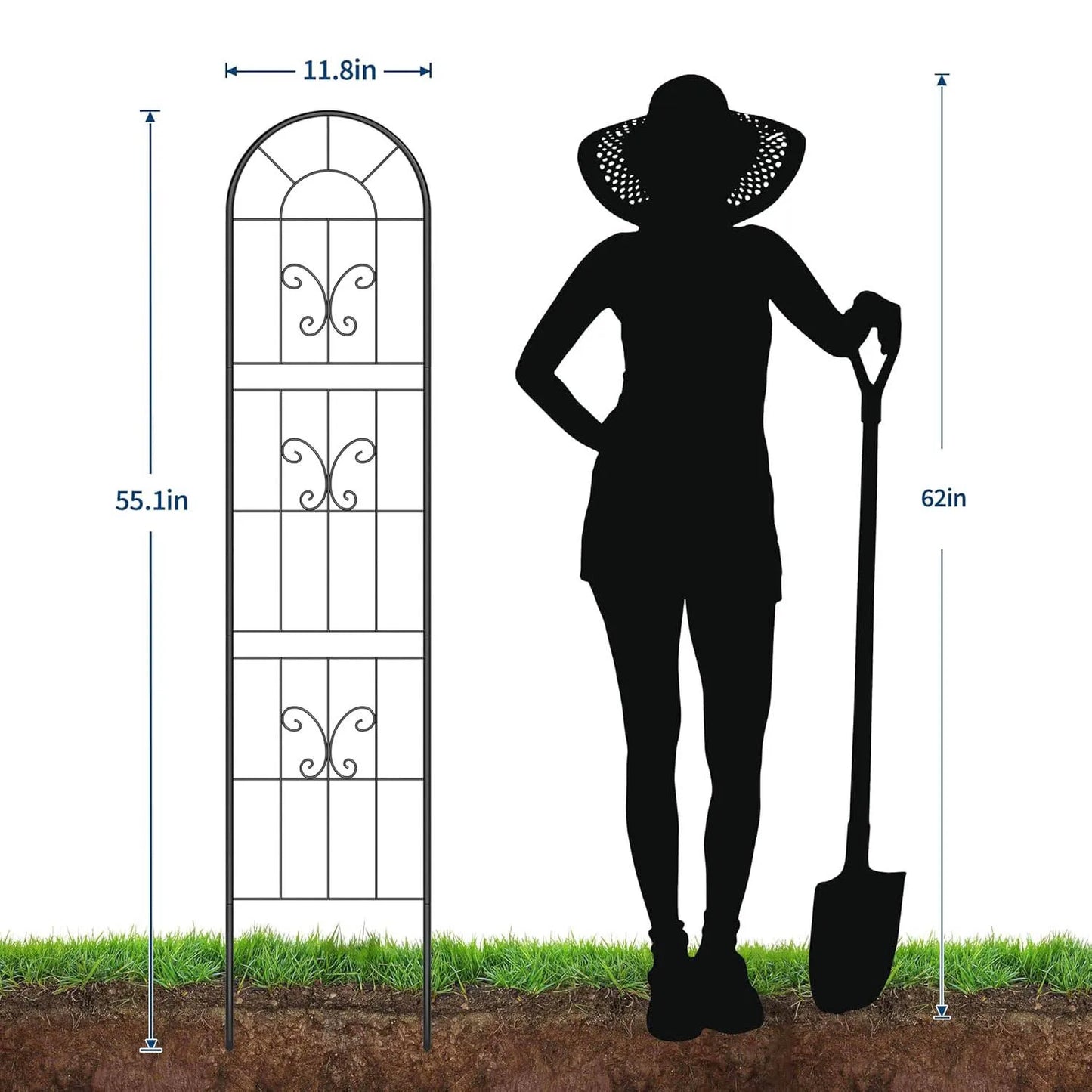 GartenPro Spalier Schmiedeeisen 140 cm x 30 cm Erdspieße