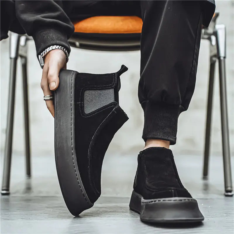 Ghete Chelsea Shangkaka cu platformă, croială înaltă - Mărimea 44, Înălțimea tocului 2 cm, Înălțimea gleznei