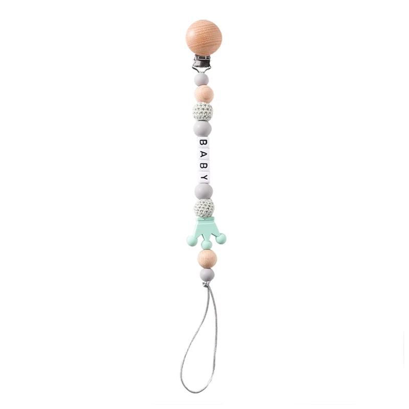 Baby Pacifier Chain Star Customizable Beads Wooden Pacifier Clips BPA Free Handmade Holder Chain Infant Nursing Teether Chain
